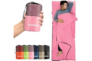 JAICOM Sleeping Bag Liner, Travel Sheets & Adult Sleep Sack, Ultralight and Portable Summer Sleeping Bag - Ideal for Backpacking, Hotels and Hostels, Business Trips, Camping