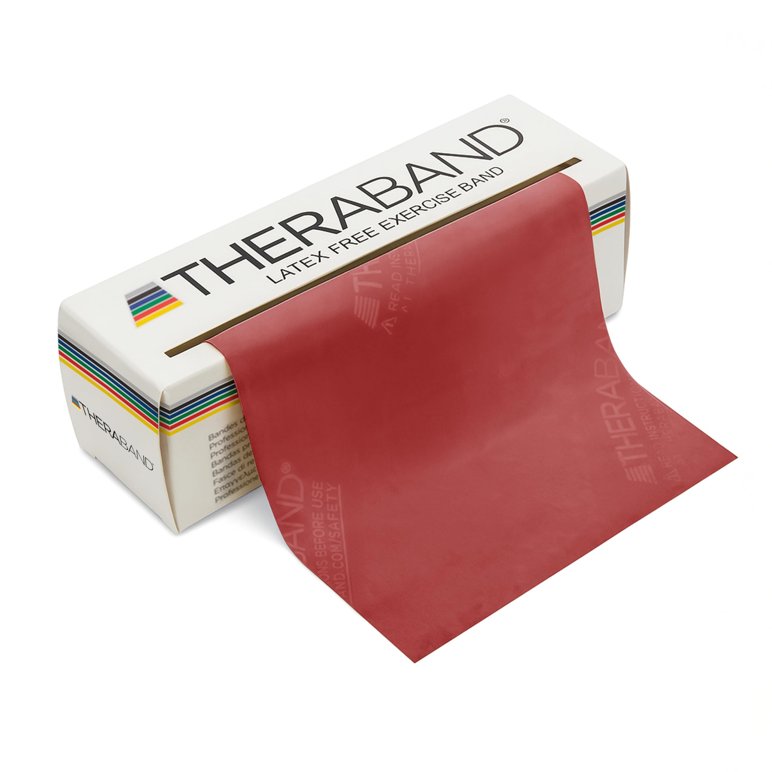 THERABAND Resistance Band Latex Roll – Stretch Bands for Exercise & Professional Physio, Exercise Band for Rehab, Pilates, Training & Mobility Recovery – 6 Yard Roll, (Medium, Level 2) – Red