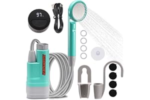 Swonder Portable Camping Shower with Intelligent Water Temperature Display | IPX7 Waterproof Rechargeable Battery Pump - Perfect Outdoor Camp Shower for Travel, Hiking, Pet Bathing