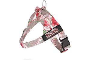 BULLHUG Harness for Large-Chested Dogs – No-Pull, No-Choke Fit for Bulldogs, Pugs & More (Pink Floral, Large - (Neck: 19" - 24" Chest: 29" - 33"))