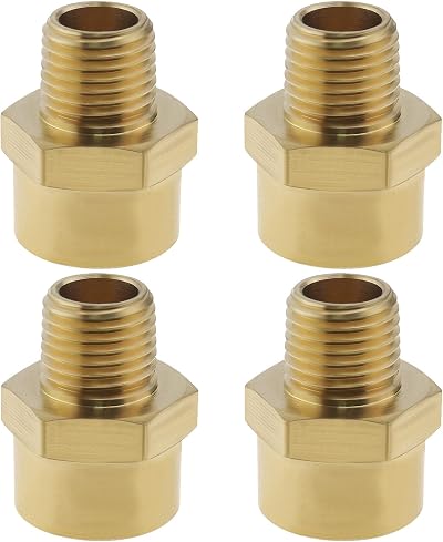 Create idea 4Pcs 1/4 Male to 3/8 Female BSP Brass Pipe Thread Adapter Converter