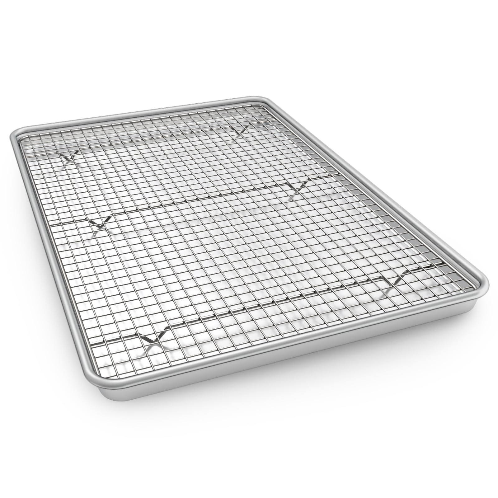 Photo 1 of 24 Inch Baking Sheet Pans with Rack Set, Natural Aluminum Cookie Sheet, Extra Large Commercial Quality Baking Sheet Pan Set, Warp Resistant Nonstick Thick Cookie Tray Pans for Baking, Roasting