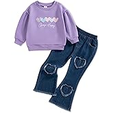 Mioglrie Little Girl Clothes Kids Toddler Fall Outfits 3T 4T 5T Denim Jeans Girls Clothing Sets Size 6 7 8 Pants Set