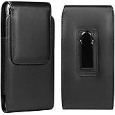 PU Leather Cell Phone Holster with Belt Clip Case Pouch Holder for Google Pixel 9 Pro, 9a, 8, 8a, 7, 7a, 6a, iPhone 16, 15, 14 Pro, 11, XR, XS Max, Samsung Galaxy S21 FE, S25, S24, S22+, S21, S20 (M)