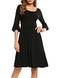 Zeagoo Women Ruffle Sleeve Fit and Flare Pleated Casual Midi Dresses