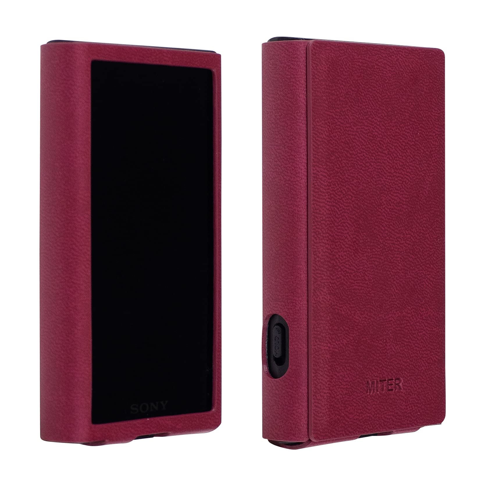 MITER Case for Sony Walkman NW-A307 A306 A303 A300, Hand Crafted Italy PU artificial Leather Case Cover for A300 Burgunday(Wine)