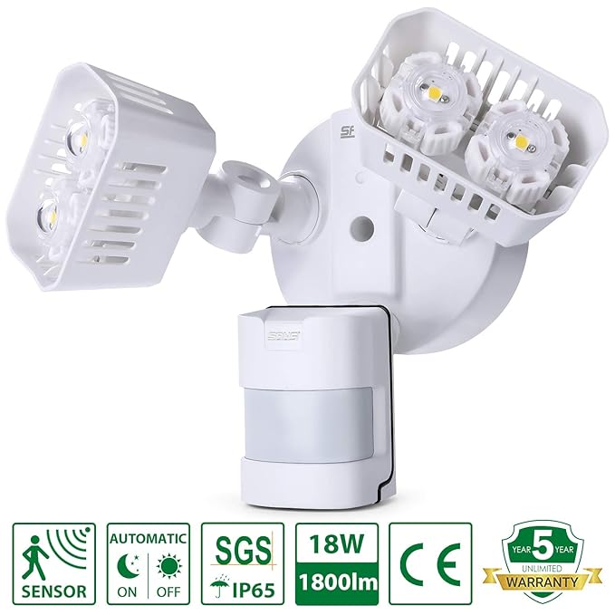 SANSI LED Strahler mit Bewegungssensor, 18W 1800LM Außenstrahler mit Bewegungsmelder 5000K, Led Deckenleuchte IP65 Wasserfest