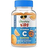 Lifeable Sugar Free Vitamin C for Kids – 250 mg – Great Tasting Natural Flavor Gummy Supplement – Vegetarian GMO-Free Chewable Vitamin – for Immune Support – for Children – 90 Gummies