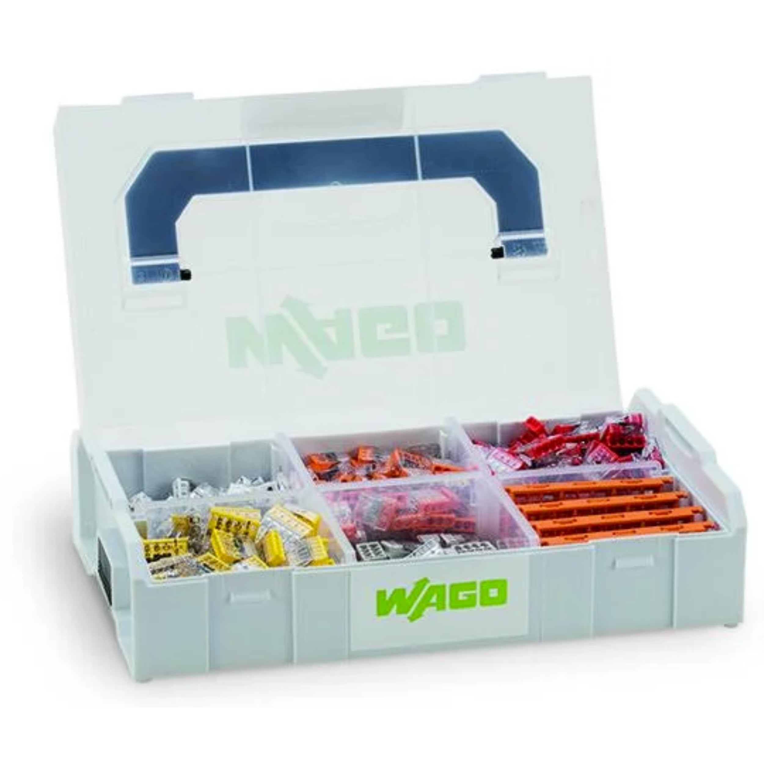 WAGO connection terminal set 887-953 | 404-piece, with various socket terminals and 2273 series mounting adapters for all types of conductors, in a practical L-BOXX Mini
