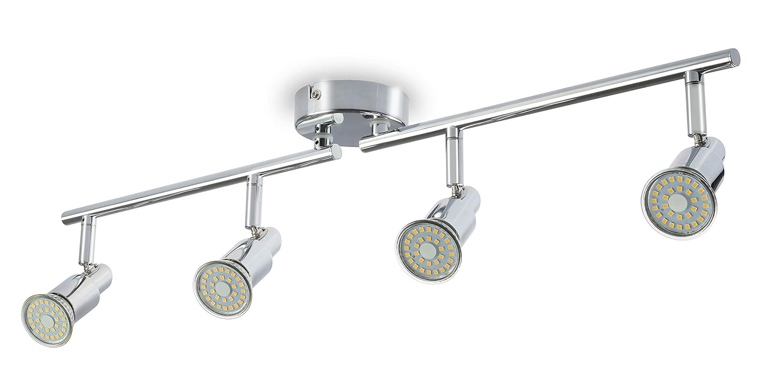 ROMKE 4 Way LED Ceiling Light, Silver Chrome Modern GU10 Ceiling