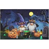 Cryfox Halloween Gnomes Bathroom Mat Holiday Pumpkin Bats Bath Rugs Soft Non-Slip Doormat Floor Mats 20x32 Inch Washable Rug for Tub Bathroom Kitchen Entryway