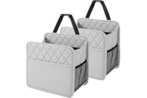 KOHUIJOO Car Seat Organizer, Waterproof Leather Hanging Backseat Car Organizer Over Car Back Seat & Headrest Storage and Organizers Car Back Seat Passenger Holder Bags With Cup Holder