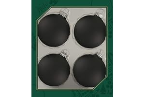 Glass Christmas Tree Ornaments - 80mm / 3.25" [4 Pieces] Designer Balls from Christmas By Krebs Seamless Hanging Holiday Decor (Ebony Black)