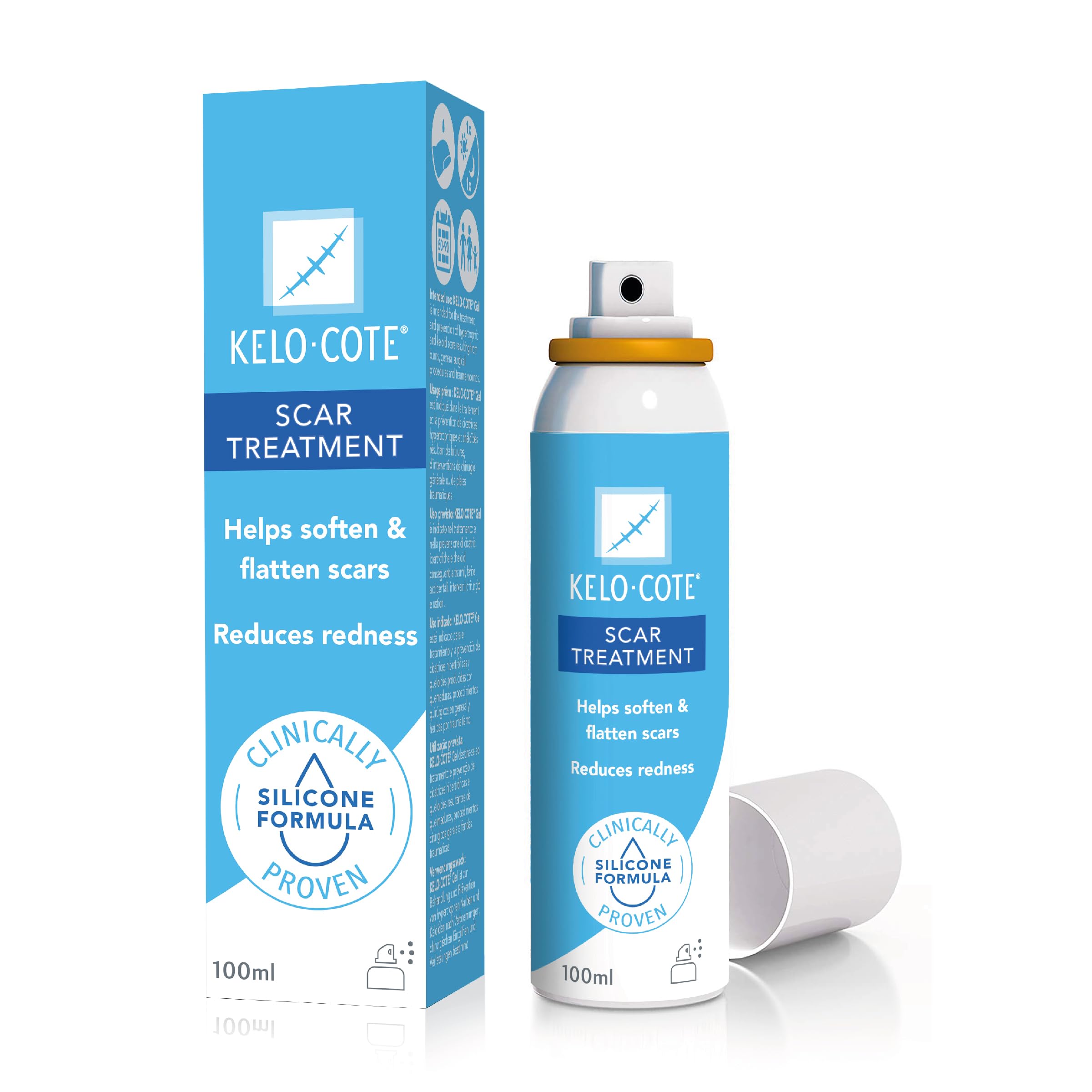 KELO-COTE Scar Spray 100ml – Silicone Scar Treatment - Clinically Proven to Reduce Raised Scars - Ideal for Surgical, Burn, and Keloid Scars - Old & New Scars