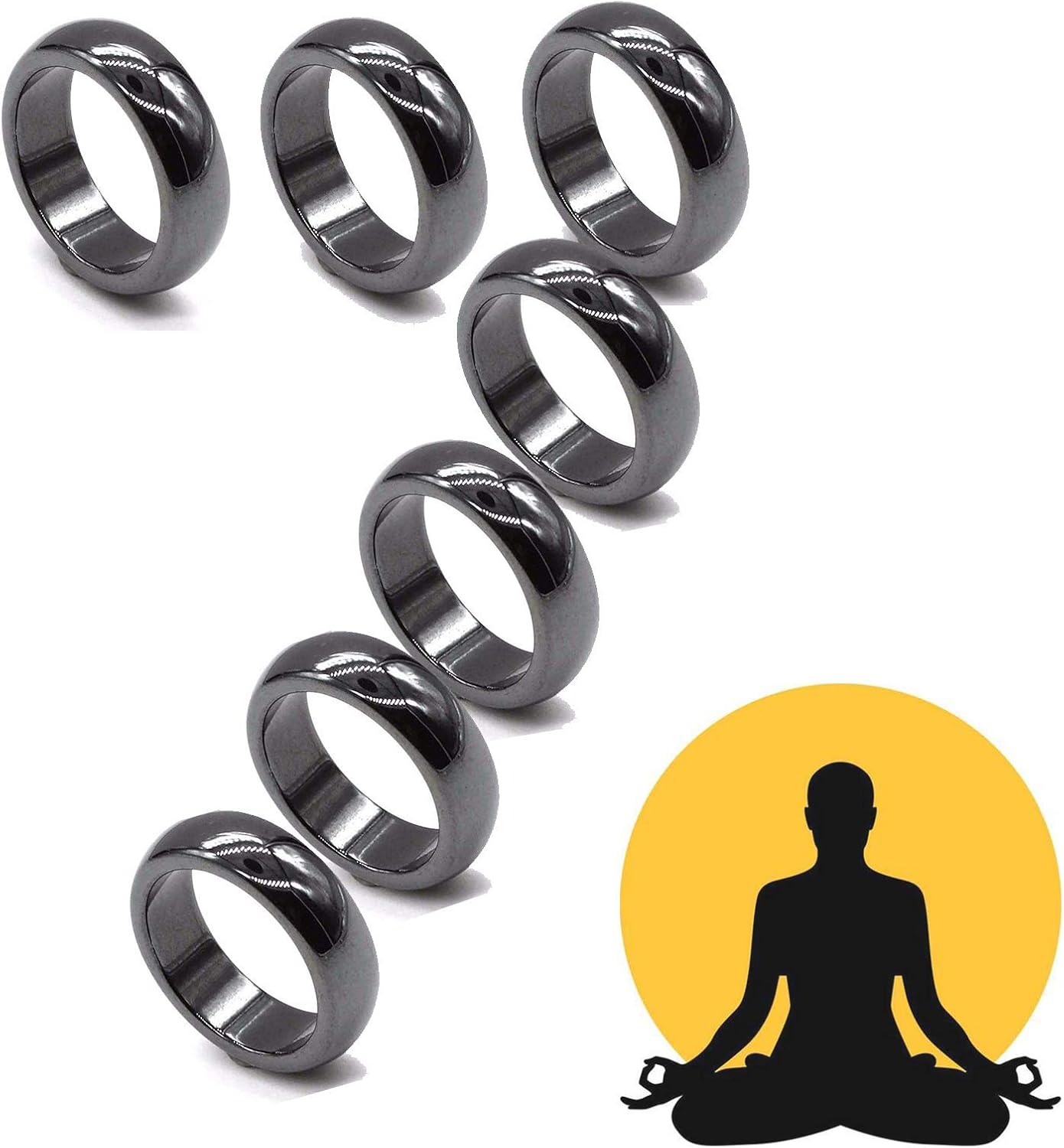 Genuine Hematite Rings, Hematite Stone Rings, Anxiety Balance
