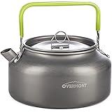 Overmont Camping Kettle Camp Tea Coffee Pot Aluminum 27/42 FL OZ Outdoor Hiking Gear Portable Teapot Lightweight with Silicon
