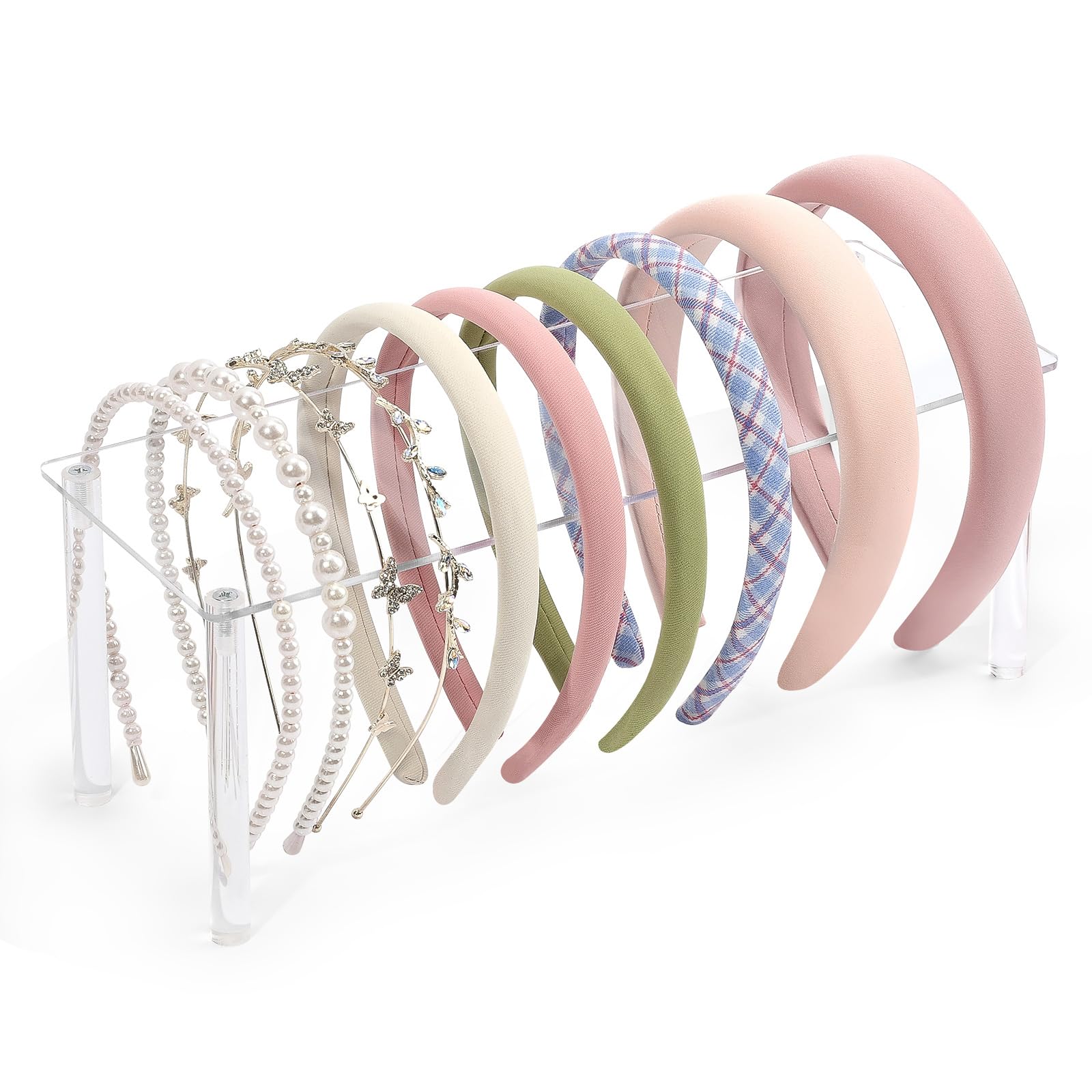 Photo 1 of Headband Holder Organizer for Girls, Acrylic Headband Storage for Women,Clear Hairband Display Stand, Hair Hoop Rack Holder Bedroom College Dorm Decor