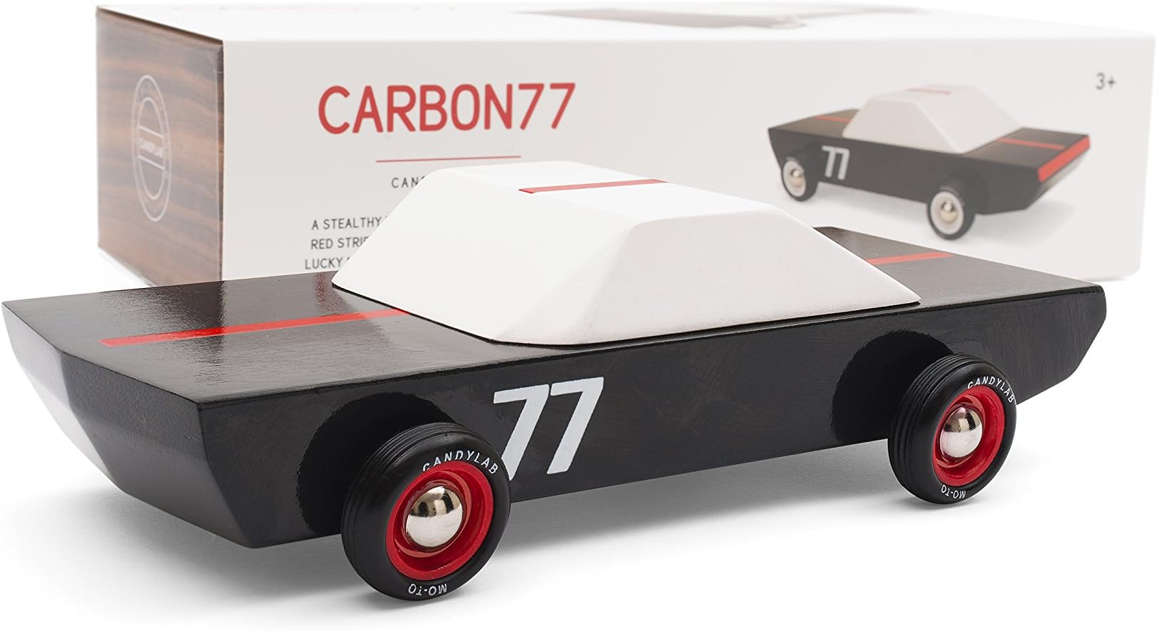 Candylab Toys Wooden Cars, Carbon77 Model, Modern Vintage Racer Collectible, Kids Toy Cars, Solid Beech Wood
