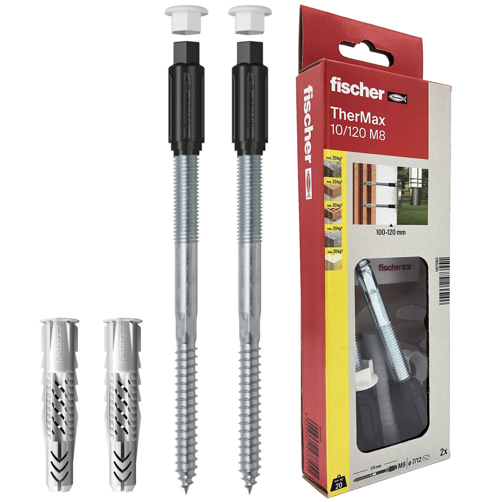 Fischer Thermax 10/120 M8 Kit of 2 Dowels for Fixing to Insulating Coat Max 120 mm