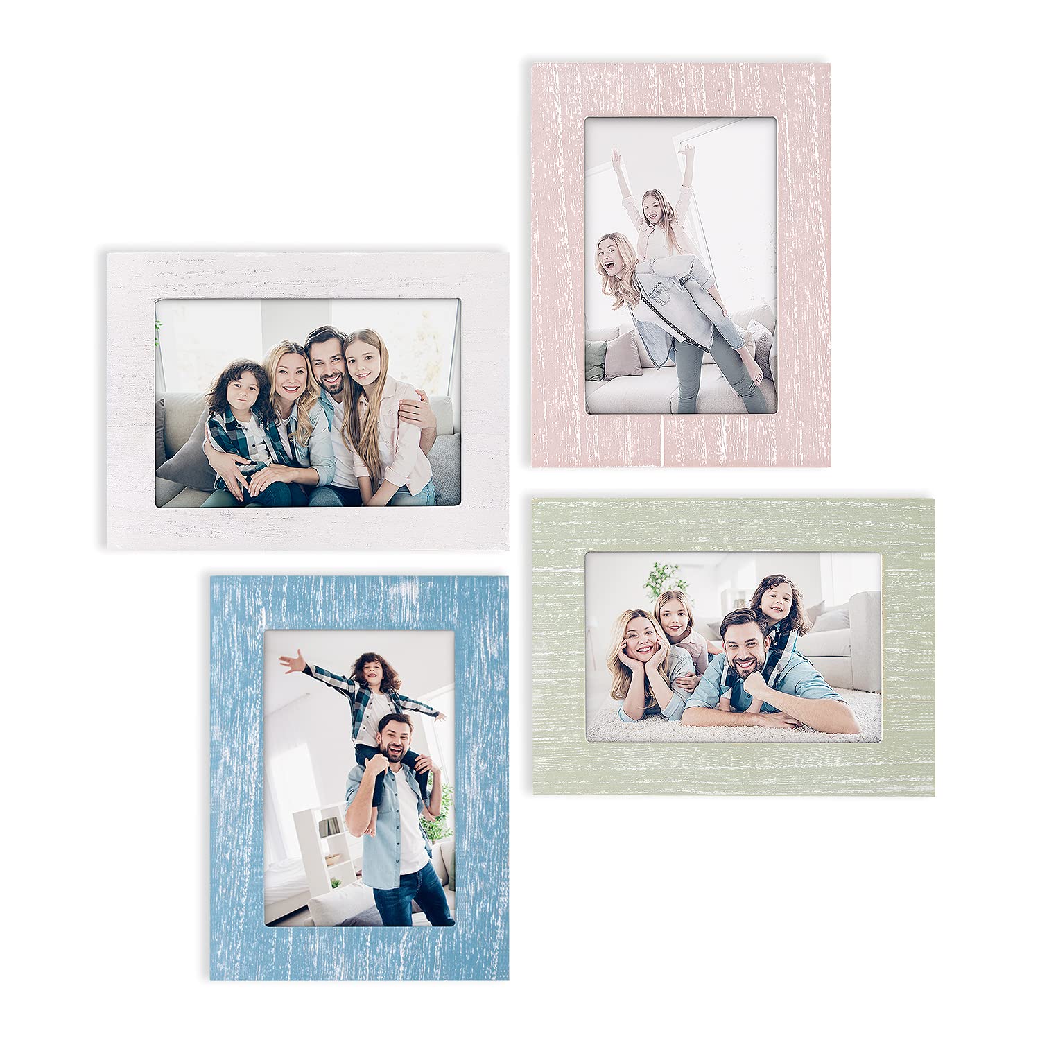 Photo 1 of eletecpro 4x6 Picture Frame Set of 4 Wooden Designs Wall Decor Table Top & Wall Mount Photo Frame Vertical & Horizontal Rustic Home Décor Picture Frames