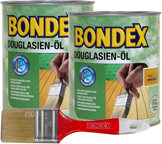 Bondex Douglasien-Öl, 1,5 Liter inkl. Pinsel - Schutz- und Pflegeöl für Aussen, Gartenmöbel und ...