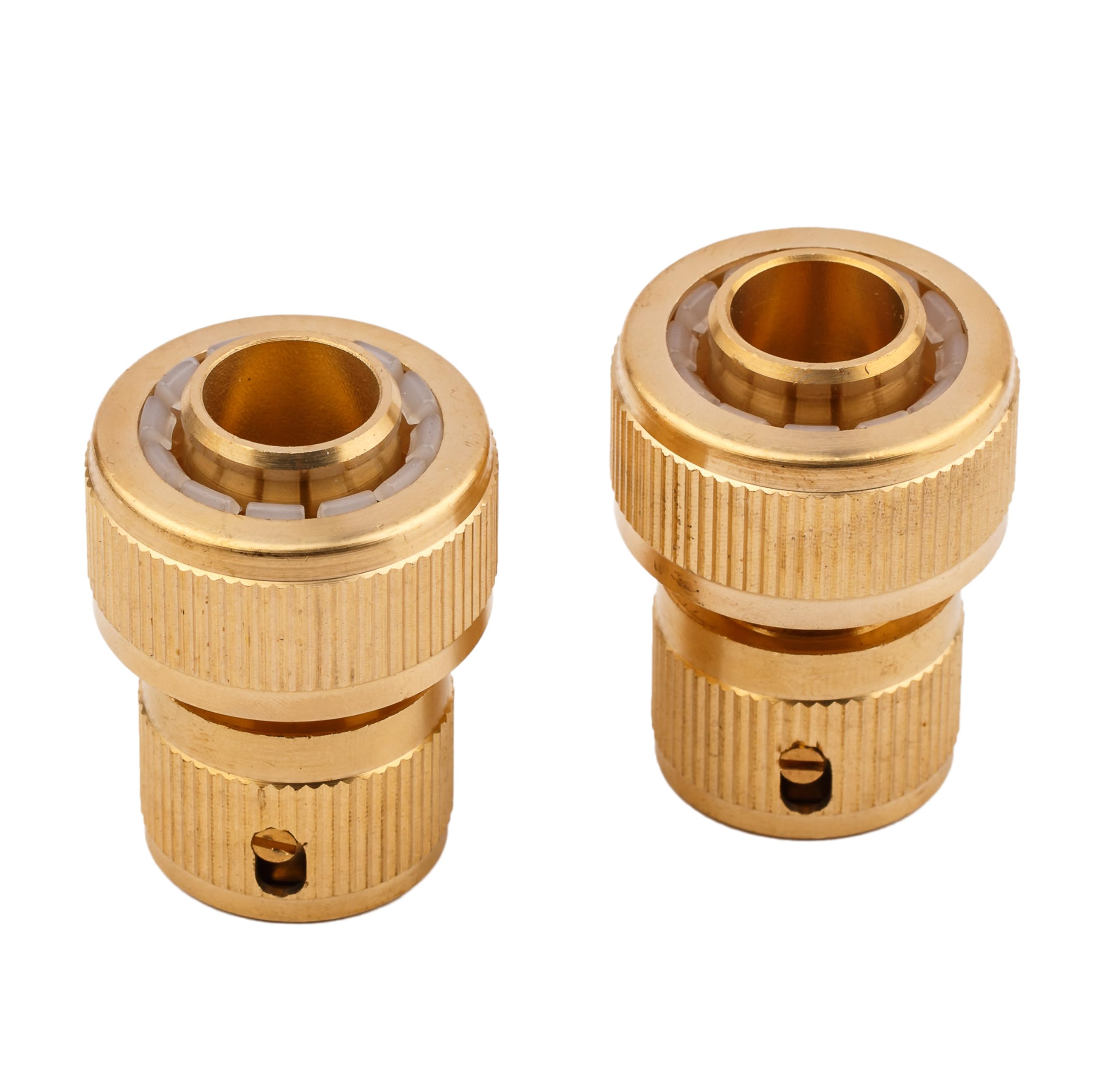 Mivos 2 x brass quick connector for 3/4 inch (20 mm) water hose, quick coupling with stop function for 3/4 inch garden hoses, hose connector for connection irrigation devices