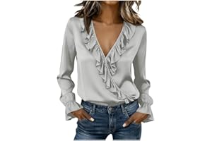Blouses for Women Dressy Elegant Ruffle V Neck Long Sleeve Shirts Casual Business Ladies Going Out Tops 2026 Fashion