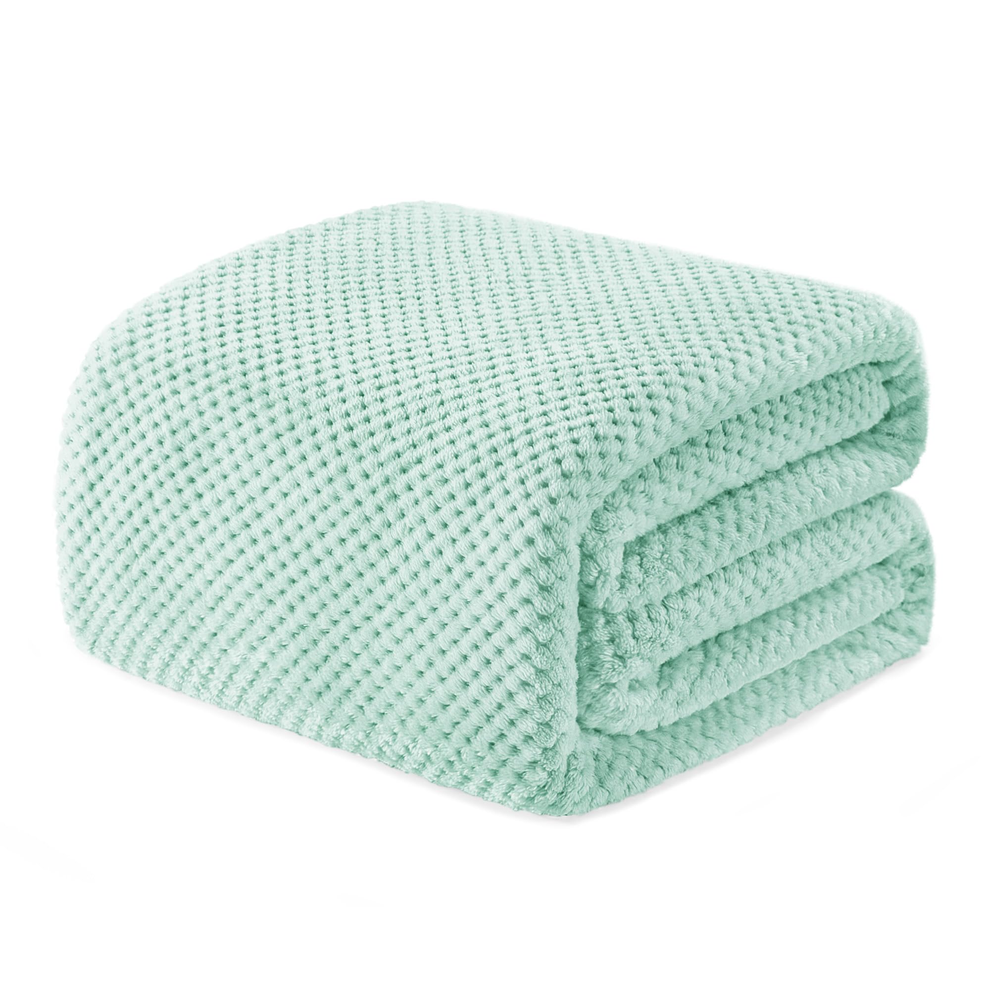 Exclusivo Mezcla Fleece Bed Blanket King Size, Super Soft and Warm Blankets for Couch, Sofa and Bed Waffle Textured, Cozy, Fuzzy and Lightweight, Mint Green, 230x265 CM — image 1