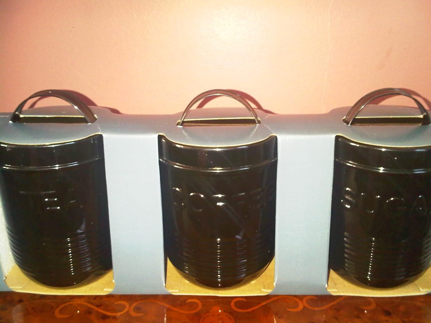 m&s tea coffee sugar canisters