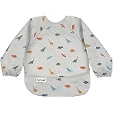 Tiny Twinkle Long Sleeve Bib for Babies & Toddlers | Waterproof Smock Bib for Eating | Machine Washable & Mess-Proof Feeding Essentials | Newborn Shower Gift (Dinosaur, 6–24M)