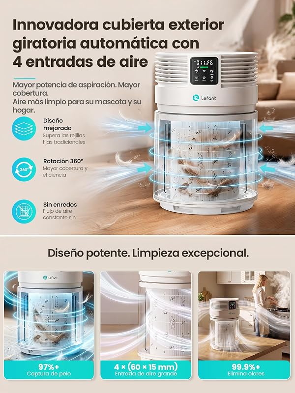 Purificador de ar A1 Pro com filtro HEPA, CADR350 m³/h, sensor PM2.5