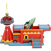 Brickcraft Planet Express Headquarters Building Set &ndash; Futurama Brick-Built Model Kit, 1135 Pieces with Light-Up Tower &amp; Ship, Officially Licensed Display Set