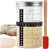 Tyniaide 40oz/1200ml Sourdough Starter Kit โ Extra Thermometer Strips and Breathable Covers Included in Sourdough Starter Jar โ A Perfect Sourdough Bread Starter Kit for Beginners to Expert