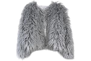 foefaik Winter Fluffy Faux Fur Coat Women's Shaggy Jacket Long Sleeve Outwear