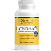 Researched Nutritionals ATP 360 - Mitochondrial Supplements to Support Entire Energy Cycle & Cell Membranes - Clinically Researched ATP Supplements, High Dose CoQ10, R-Lipoic Acid & PQQ, 90 Capsules