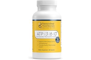 Researched Nutritionals ATP 360 Mitochondrial Supplements - ATP Supplements with Coq 10 & Vitamins for Energy Support - Help Repair Mitochondrial Membranes (90 Capsules)