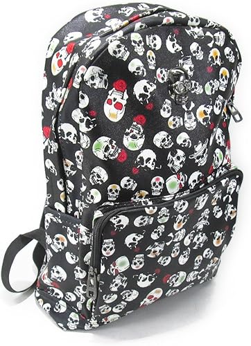 Amazon Co Jp パンク風 スカル だらけ 赤が アクセント おしゃれ リュックサック シューズ バッグ