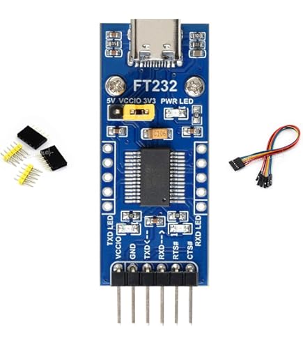 Waveshare Carte USB UART FT232 (Type C), Module de communication USB vers UART (TTL), Connecteur
