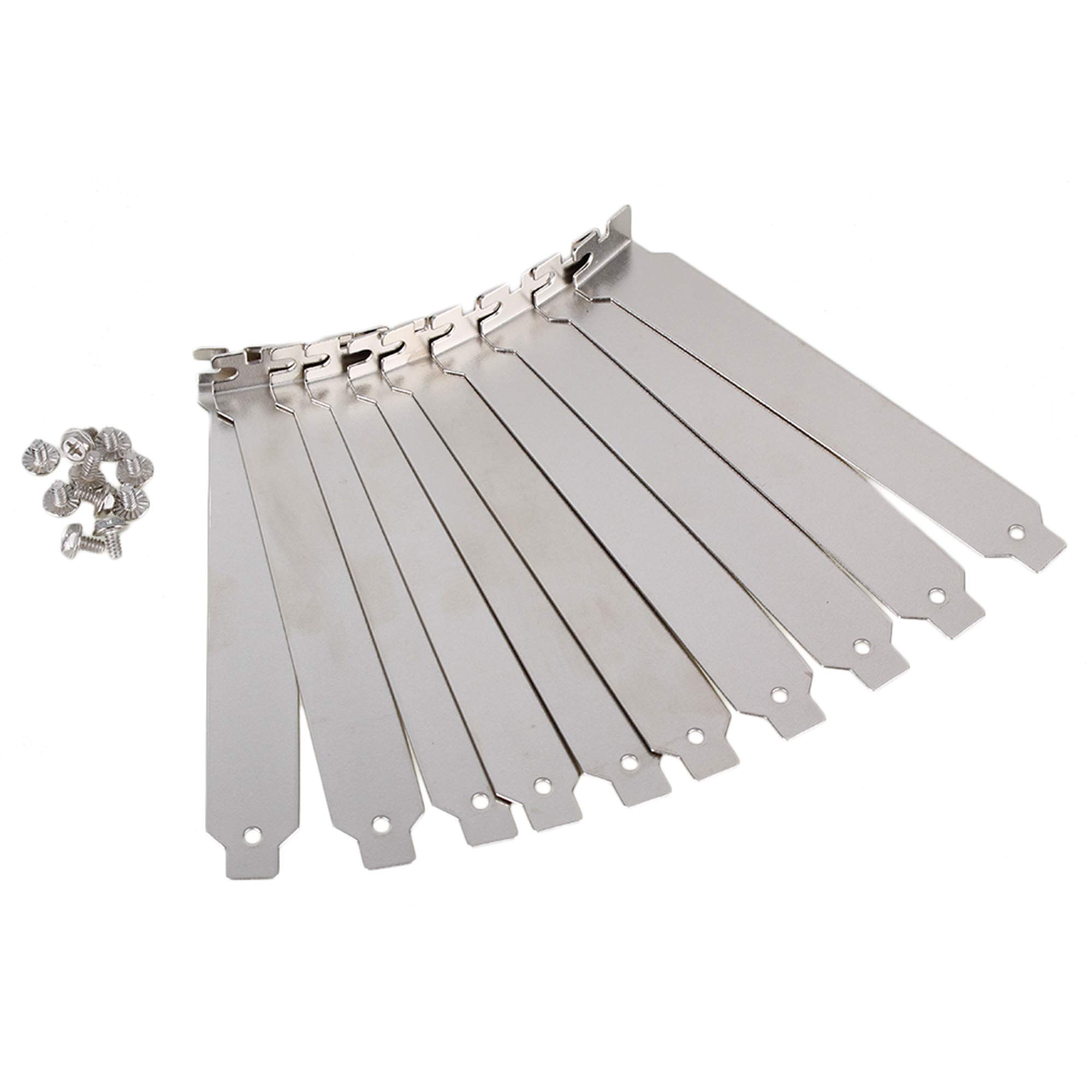 4.7x0.79inch Silver Stainless Steel Computer Case Rear Slot PCI Bracket Blank Filler Cover Plate Flat Section with Screw Set of 10