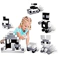 Picasso Cubes 1” Magnetic Puzzle Cube 101 pcs Black and White Magnet Construction Building Block Set Sensory Toy Early Education STEM Learning, Free Ideabook with 53 Ideas, Children Age 3+ Boy Girl