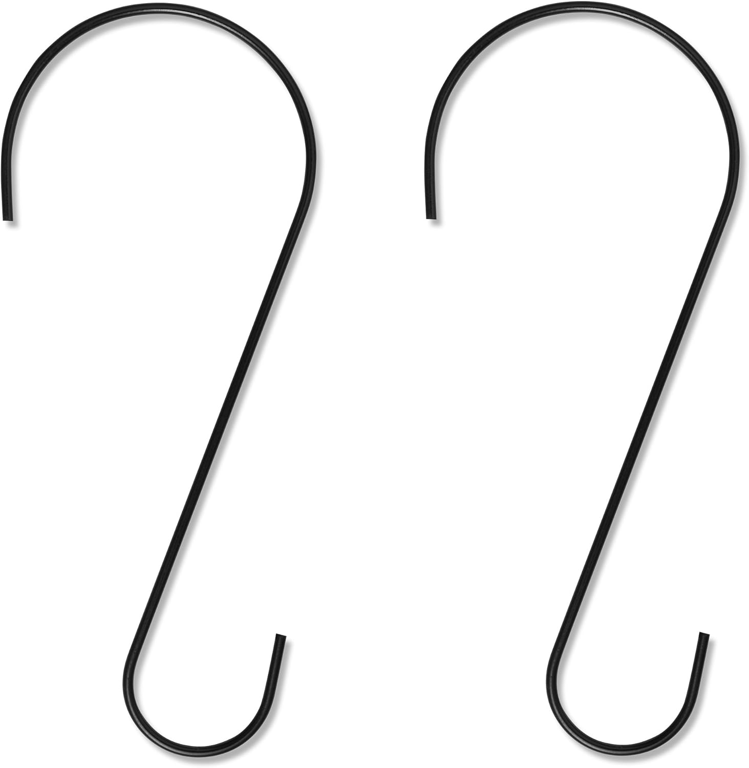 Gray Bunny GB-6812 Metal Tree Branch Hook, 12 Inch, Black, 2-Pack, Premium Extra Thick 1/5 Inch Diameter Rust Resistant Steel S-Hooks for Bird Feeders and Baths, Planters, and More