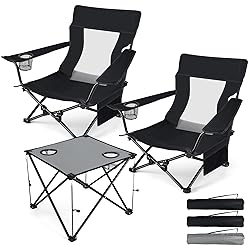 HaSteeL Folding Beach Chair Set of 3, Foldable