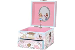 Giggle & Honey Musical Fairy Jewelry Box for Girls - Kids Music Box with Spinning Fairy and Mirror, Princess Gifts for Little Girls, Jewelry Boxes, Childrens Birthday Gift - Ages 3-10, Pink
