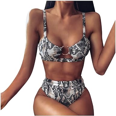 snakeskin high waisted swimsuit