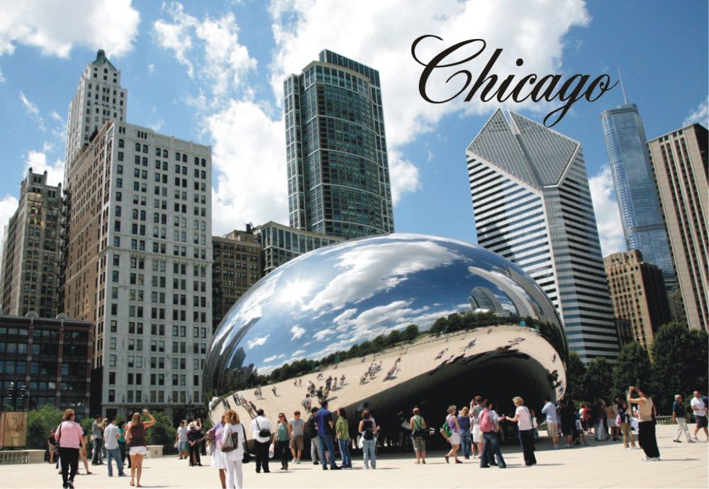 Amazon Com Chicago Bean Cloud Gate City Skyline Millennium Park Illinois Souvenir Magnet 2 X 3 Fridge Magnet Kitchen Dining
