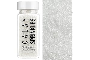 SWEETGROVE White Sanding Sugar Sprinkles, 4.6 oz Edible Sparkling Sugar Crystals for Baking Topping, Cupcakes, Cookies, Ice Cream & Cake Decorating, Wedding Party Valentines Christmas Supplies