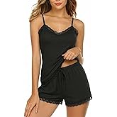 Avidlove Lace Trim Cami Modal Pajamas for Women Set 2 Piece Sexy Pj Set | Soft Modal Pjs, V-Neck Cami Pj Sets, Sexy Pajama Set for Women 2 Piece, Sleepwear for Lounge,Wedding,Bridal Party