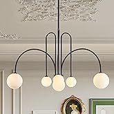 CATINER Modern Black Chandelier 6 Lights Sputnik Chandelier for Dining Room Large L40” Mid Century Ceiling Pendant Light Fixt