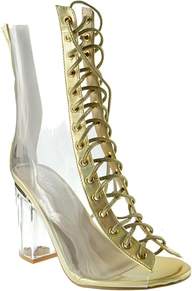 rose gold chunky heel sandals