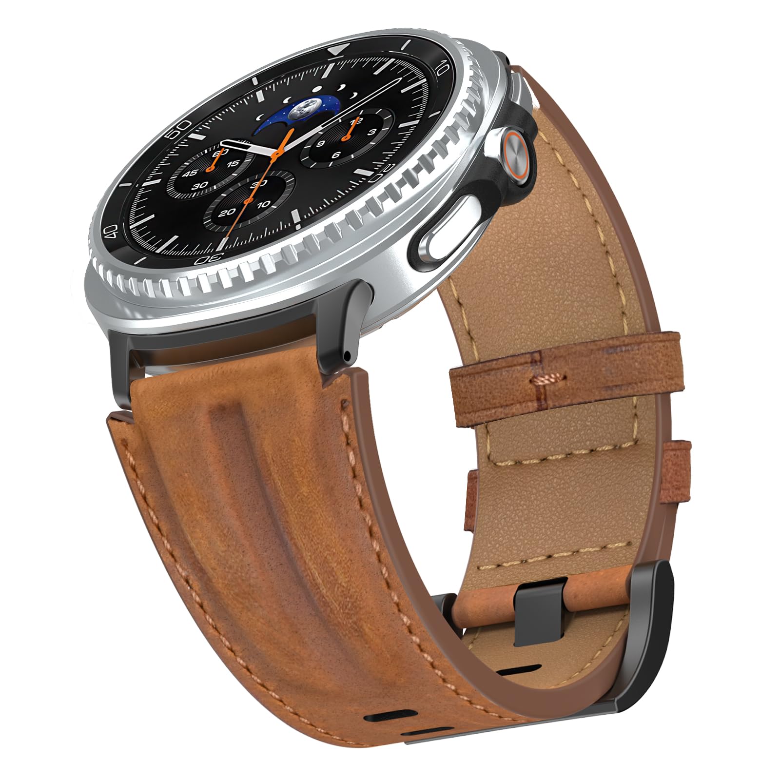 Bouixel Genuine Leather Band Compatible with Samsung Galaxy Watch 8 Classic Bands 46mm/Watch 8 40mm 44mm Men Women, Wide Rugged Vintage Handcrafted Top Grain Leather Strap for Galaxy Watch 8 (2025)